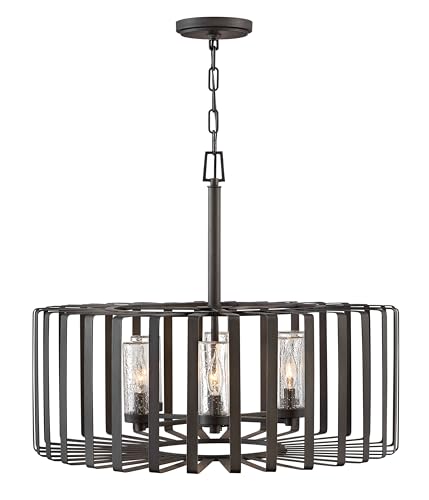 Hinkley Reid 12V Medium Outdoor Six Light Chandelier, Brushed Graphite