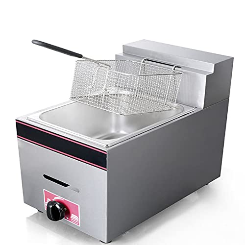 Gas Fryer 10L Large Capacity Professional Countertop Fryer With Detachable Baskets And Lid Adjustable Firepower Stainless Steel Easy To Clean,Natural Gas
