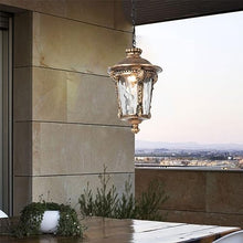 LustreVibe Retro Outdoor Pendant Light - Waterproof Ceiling Hanging Lamp for Garden, Patio, and Porch - Adjustable E27 Chandelier in Gold Finish (23 * 35cm)(Gold-18 * 27cm,2 PCS)
