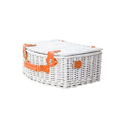 Storage Basket,Picnic Portable Rattan,Outdoor Western Food,Storage with Cutlery Hamper for Camping and Party
