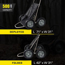 Hawk Crawler Multi-Use Folding Cart, Deer Hunting Fishing Cart w/ 500 Lb Capacity for Hauling Game, Bait, Hunting Gear, & Wood, Flat Dark Earth Gray