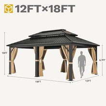 DWVO 12x18ft Aluminum Gazebo Hardtop Double Roof Canopy Outdoor Gazebo
