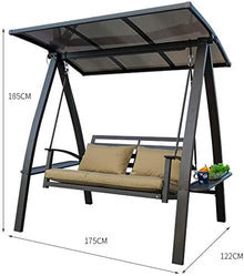 HAOKAZLBR Large Outdoor Porch Swing Garden Patio Swing Chair Porch Swing with Stand Outside Furniture Outdoor Swing Chair, Waterproof Solar Power Supply Thickening Cushion Rocking Chair