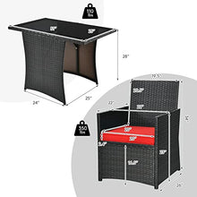 DUYHBAWRS 3PCS Patio Rattan Furniture Set Cushioned Sofa Armrest Garden Deck Red Suitable for, Porch, and Balcony, Etc