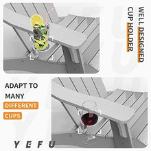 YEFU Oversized Plastic Adirondack Chair Set of 2 with Cup-Holder Weather Resistant Grey