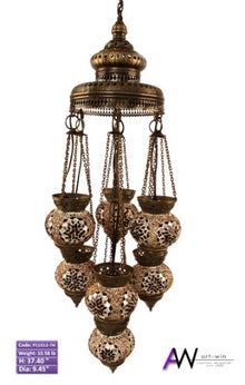 ON Sale Art-Win Lighting P11012-7H 7-Light Brown Handmade Turkish Mosaic Pendant