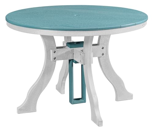 American Furniture Classics Model 44R-D-ARW Dining Height Round Table in Aruba Blue with a White Base, Made in The USA
