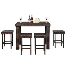 5 PCS Outdoor Bar Set, Patio Stools & Patio Bar Chairs, Outdoor Bar Stools, Bar Chair and Bar Height Table，All Weather Wicker Bar Furniture Set for Garden,Yard, Outdoor Chair and Table