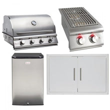 Blaze Prelude LBM 4-Piece 32-Inch Natural Gas Outdoor Kitchen Package w/Double Side Burner & Refrigerator - BLZ-4LBM126-NG-4PC-SC