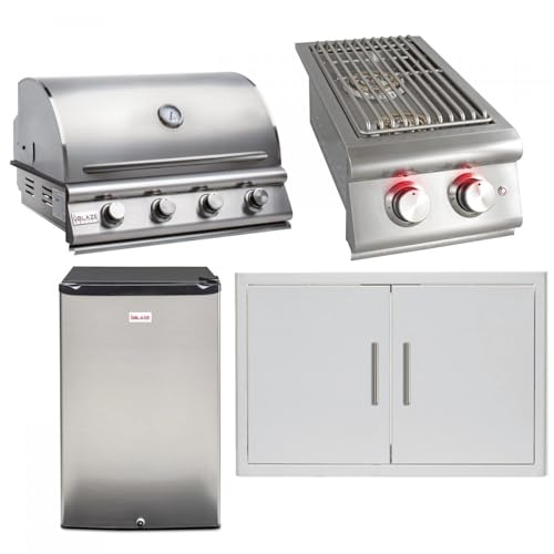 Blaze Prelude LBM 4-Piece 32-Inch Propane Outdoor Kitchen Package w/Double Side Burner & Refrigerator - BLZ-4LBM126-LP-4PC-SC