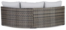 Signature Design by Ashley Harbor Court Outdoor Armless Curved Loveseat with Cushion Dark Brown & Light Gray
