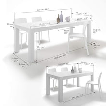 Mobili Fiver, Rachele Extendable Dining Table, 63(89) x35 in, Ashwood White, for 6-8 People, Expandable Dining Table for Kitchen, Living Room, Italian Furniture
