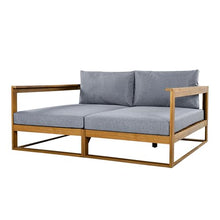 Christopher Knight Home Acacia Wood Outdoor Daybed Patio Sofa, Double Outdoor Lounge Chairs Patio Sofa with Cushions & Armrest, Patio Lounger Outdoor Couch for Backyard Pool Deck, 600 lbs, Grey +Teak
