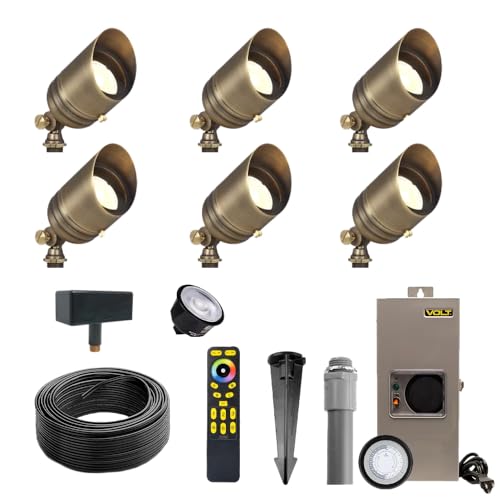 VOLT 12V Fat Boy Color Changing RGBCW LED Outdoor Spotlight Kit (Bronze)