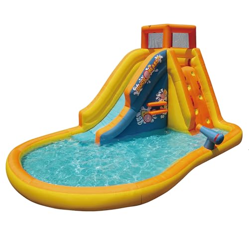 BANZAI Duck Blast Inflatable Water Park with Waterslide and Water Cannon Multi