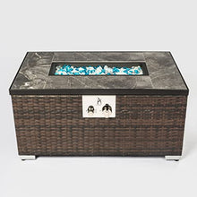 Outdoor Fire Table Propane Fire Pit Rattan Gas fire Table, Gas fire Table with Tile Tabletop