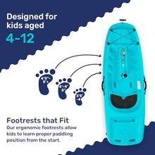 Evrwild Kids 6.5ft Kayak with Paddle, Lightweight Premium & Stable, 3-Level Footrest, Sit On Top for Youth to Teen Up to 130lbs, Grinnell Glacier Blue