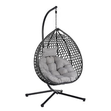 U_STYLE Sturdy Hammock Chair with Stand,Durable Hanging Egg Chair with Rattan Weaving ,Comfortable Indoor Outdoor Swing chairs with Soft Removable Cushion,Suitable for Balcony, Bedroom, or Garden