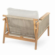 Merax Outdoor Acacia Wood Lounge Chair w/Cushions Set of 2, Patio Club Chair with Rope & Sturdy Wood Legs, All-Wearther Singe Sofa Chair for Porch, Lawn, Backyard, Balcony, Teak+ Beige