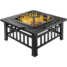 Propane Fire Pit, Outdoor Metal Brazier Square Table Multi-Purpose Square Fireplace Garden Patio Heater for Party, Picnic, Camp,Outdoor Fire Pits