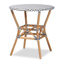 bali & pari Tavor Classic French Black and White Weaving and Natural Rattan Indoor and Outdoor Bistro Table