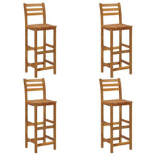 5 Piece Patio Bar Set Solid Acacia Wood Outdoor Bistro Table with Stools
