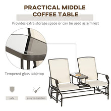 Kaimei Double Glider Loveseat with Center Table | Outdoor Patio Furniture for 2 with Breathable Mesh and Steel Frame