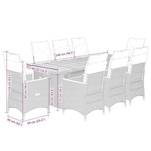 vidaXL 9 Piece Garden Bistro Set with Cushions Black Poly Rattan Dining Seating for 8 Outdoor Furniture Table and Chairs Patio Seater Reclining