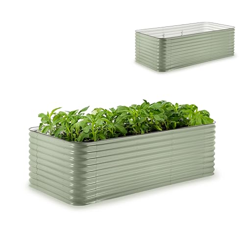 Epic Gardening 5-in-1 Modular Galvanized Raised Garden Bed Kit, 29" Tall Food-Safe Metal Planter Box, Large Raised Garden Beds Outdoor for Vegetables, Flowers, Herbs & Fruits - Mist Green