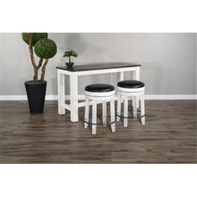 Pemberly Row 24" Wood Backless Swivel Stool in White & Dark Brown - Set of 3
