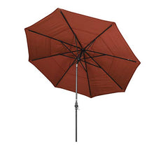 California Umbrella 11' Round Crank Lift, Collar Tilt, Aluminum Pole, Fiberglass Rib Patio Umbrella, Black Finish, Terracotta