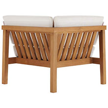 Modway Bayport Outdoor Patio Teak Wood 3-Piece Sectional Sofa Set in Natural White