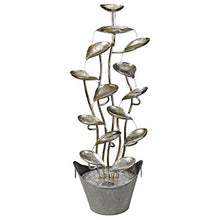 Water Fountain - Nearly 4 Foot Tall Rain Forest Leaves Garden Decor Metal Fountain - Outdoor Water Feature,Silver