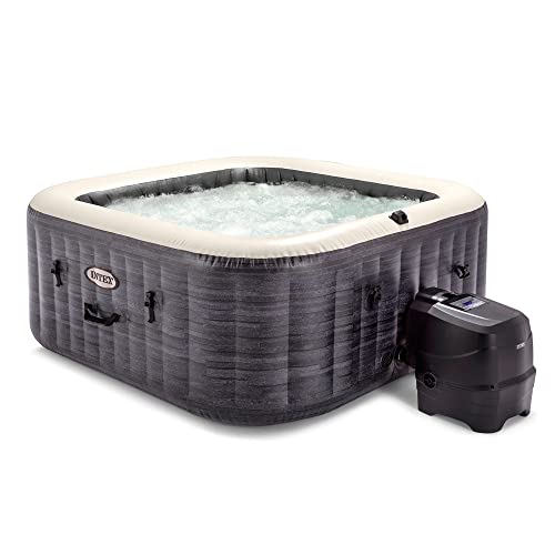 Intex PureSpa Plus 4 Person Inflatable Outdoor Hot Tub Spa 83" Square Greystone