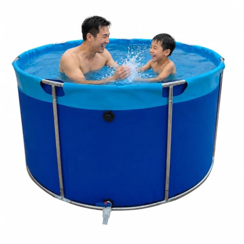 Round Swimming Pools Above Ground 48 40 32 24 Inch Deep，Adult Steel Frame Pool for Backyard Outdoor Patio Deck Garden Lawn with Drain Valve, Blue(3040L/803GAL - 2.2X0.8M (D X H))