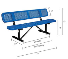 Global Industrial 6'L Heavy Duty Outdoor Steel Picnic Bench with Backrest