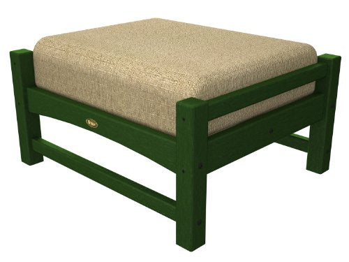 Trex Outdoor Furniture Rockport Club Rainforest Canopy Ottoman with Sesame Sunbrella Cushion