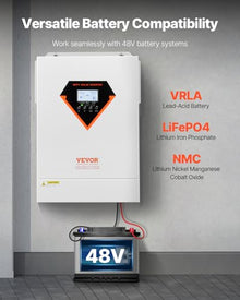 VEVOR Hybrid Solar Inverter, 6000W, All in One Pure Sine Wave Power Inverter Charger, 48V DC to Single-Phase 220/230V AC, with 120A MPPT Solar Controller, for Off-Grid System Lead Acid Lithium Battery