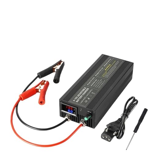 sujeniir Lithium Battery Charger 14.6V 80A 100Ah Solar Charger Current Voltage Adjustable for 12V 15V Lifepo4 Lithium Universal Chargers(60A with Clip Multi,UK Plug)