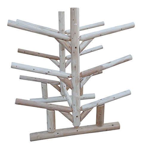 Log Kayak Rack 6 Place Freestanding Kayak and SUP Storage Rack Unfinished