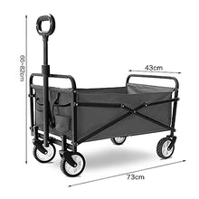 PUCNHZYNW Handcart, Folding Garden Trolley Cart Heavy Duty Wagon Multi-Function Portable Shopping Cart for Outdoor Camping Beach Photography Pull Truck with 4 Wheels, Load：60Kg/Tin Blue