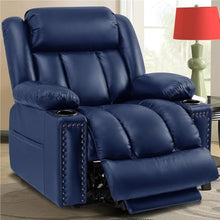 KTYUERGHK Triple Motor Power Lift Recliner Chair for Elderly Seniors, Lay Flat Reclining Sofa with Heat Massage & Extended Footrest, Cup Holder, Large Comfortable Lift Chair in Blue
