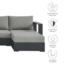 Modway Tahoe Aluminum 4-Piece Outdoor Patio Furniture Gray, Modular Sectional Sofa Set with Chaise Lounges, Weather-Resistant Cushion, Ideal for Deck, Backyard, Poolside