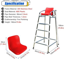 High Stool Pool Ladder 190cm Tall Life Guards Observation Chair Volleyball Court Referee Chair, Rescue Ladder Detachable for Poolside Beach Dock