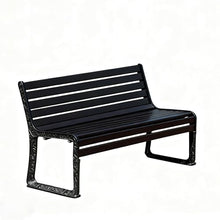 HYUIO Galvanized Steel Outdoor Park Bench Heavy-Duty Slatted Garden Bench with Backres Metal Garden Seat for Garden Poolside Front Porch Courtyard Park(Zinc Alloy Black,/180cm/70in)