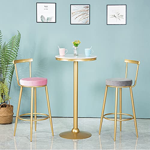 Dntum Bistro Table Made of Marble Top - Round,Small High Table for The Garden, Balcony and Outdoor Catering - Easy-Care Garden Tables with Metal Legs - White and Gold (Black 95cm(37in))