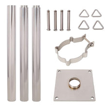 Heavy Duty Stainless Steel Sun Shade Sail Pole Kit with Adjustable Clamp & Base Plate, Outdoor Shade Canopy Post for Patio, Garden, Yard, Silver,12ft