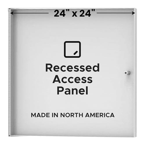 Best 24” x 24” Recessed Access Panel Without Flange, 5/8” Drywall Recess Access Door, 16-Gauge Cold Rolled Steel Drywall Panel with Piano Hinge for Walls & Ceilings, Seamless Finish, BA-RAD-FBA