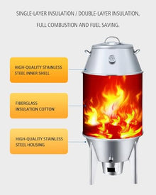 McbeAn Charcoal Chicken Duck Oven, 2 Tier Turkey Roaster with Detachable Shelf and Hooks, 50CM Width, 410 Stainless Steel Grill Roasting Machine, Duck Cooker, for Duck Chicken Meat Corn Potato Baking