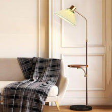 LUYOUBOZHU Floor Lamp Dimmable Modern Floor Lamp with Wood Tray,Space Saving Standing Light for Living Room(Black)